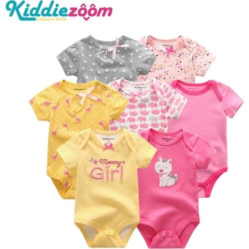 7PCS/lot 2021 Baby Rompers Girl Clothes Newborn Cotton Baby Boy Clothes Jumpsuits Jumpsuit Ropa bebe Short Sleeve Newborn 0-12M