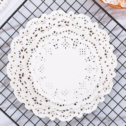 140pcs Round Paper Lace Doilies Cake Placemat Table Doilies Party Wedding Baking Desssert Decoration Creative Craft Napkins