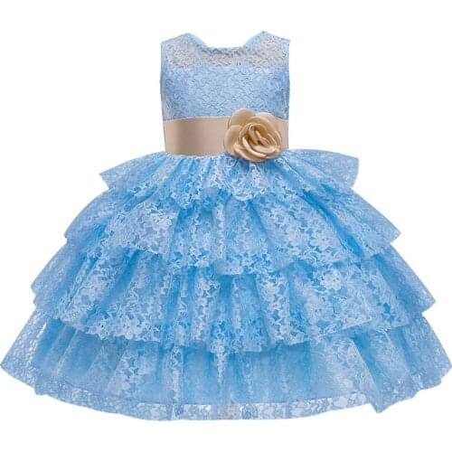 Summer Princess Flower Girl Dress Lace Cake Wedding Birthday Party Kids Dresses For Girls Children Costume Teenager Prom Designs
