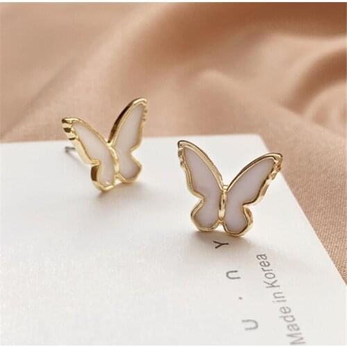 New Fashion Girl Butterfly Stud Earrings Temperament Contracted joker small Atud Earrings Women Accessories banquet jewelry