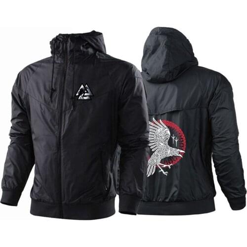 Unisex Summer Viking legend Ragnars Raven men Comfortable Sports Punk Fleece Zipper Hoodies Zipper Patchwork Sweatshirt