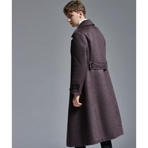 New Fashion High Quality Super Long Double Sided Wool Coat Men Autumn Winter Warm Thickness X-long Casual Thick Plus Size S-6XL