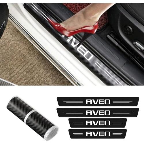 For Chevrolet AVEO T200 T250 T300 Anti Scratch Auto Carbon Fiber Cover Sticker 4Pcs Car Scuff Plate Door Threshold Sill Stickers