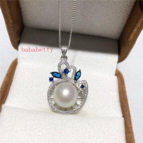 New Natural Freshwater Pearl 12-13MM White Pink Purple Edison Pearl Tibetan Silver Pendant Necklace Zircon inlay 002