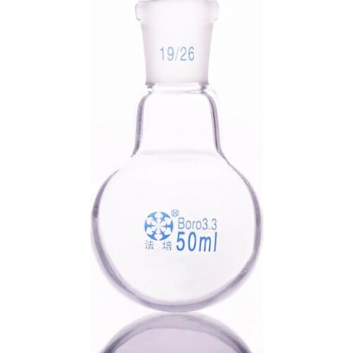 Single standard mouth round-bottomed flask,Capacity 50ml and joint 19/26,Single neck round flask