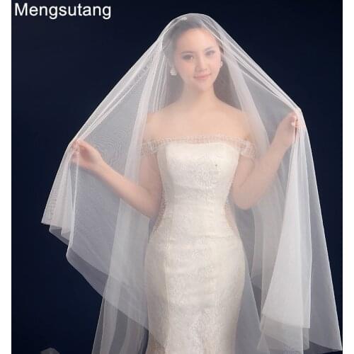 Wedding veil 2021 solid color bride wedding dress soft yarn 3 meters long trailing wedding accessories short bridal veil