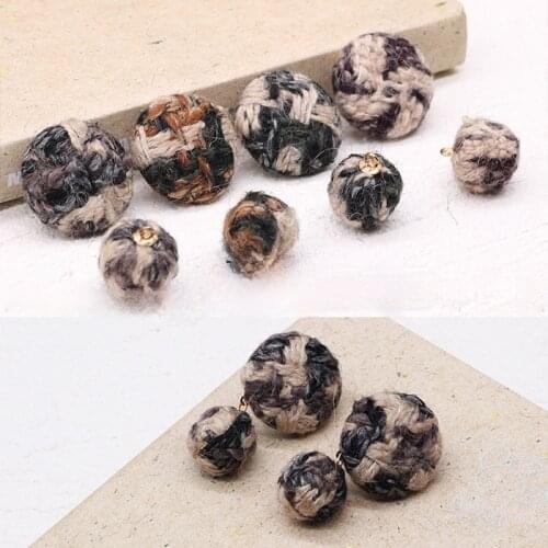 Autumn and winter mixed color wool blended flat-bottom cloth buckle pendant DIY accessories button earrings material