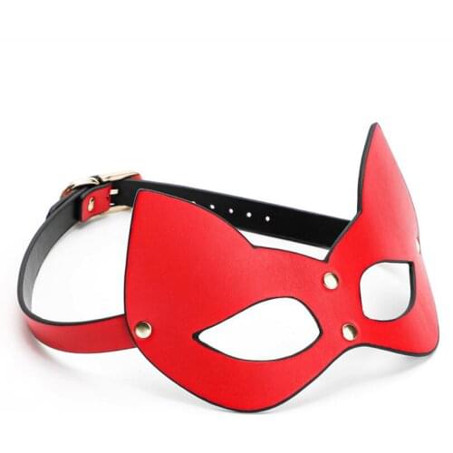Porn Fetish Head Mask Whip BDSM Bondage Restraints PU Leather Cat Halloween Mask Roleplay Sex Toy For Men Women S0201