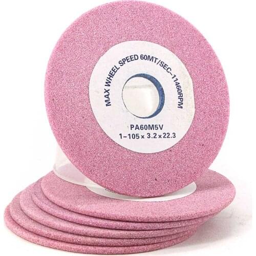 Pink aluminum oxide grinding wheel for chainsaw sharpening Diameter 105 thickness 3.2 hole 22.23 PM0911