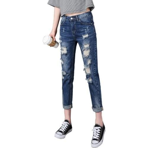 Ripped Womens Loose Jeans Spring and Autumn Women Pants New Thin Wild Ladies Beggar Pants Jeans