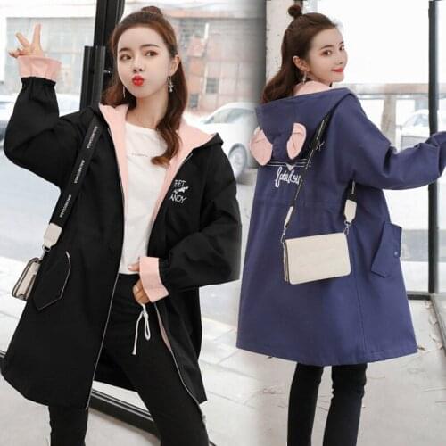 Pregnant Women Windbreaker Jacket 2019 New Autumn Outerwear Large Size Womens Casual Loose Long Coat Print Letter Clothes f1636