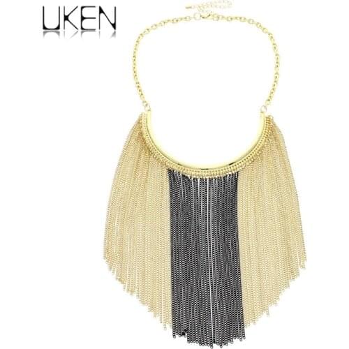 UKEN Z New Desgin Statement Fashion Hand Woven Bohemia Long Tassel Necklaces & Pendants Chokers For Women Evening Dress Jewelry