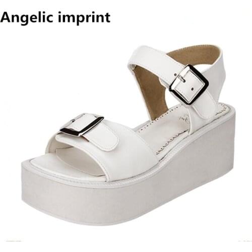 Angelic imprint woman mori girl lolita punk shoes lady high wedges heels pumps women princess summer dress sandals peep toe 6cm