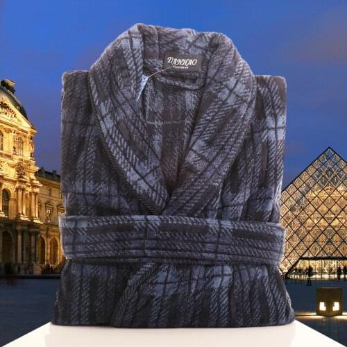 Mens Bathrobes Cotton Robe Thick Long Sleeve Couple Men Robe Plush Shawl Sleepwear Kimono Warm Male Bathrobe Coat Free Shipping