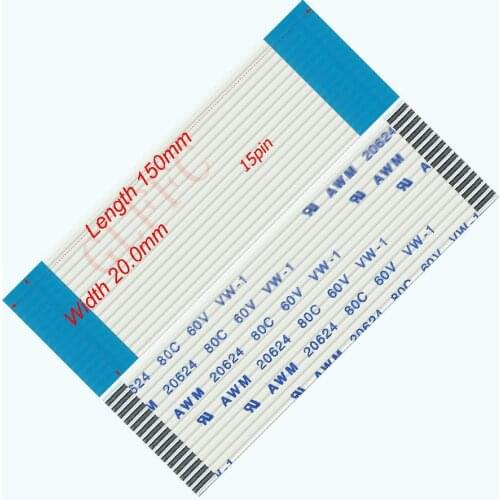 15pin 1.25pitch 150mm-760mm A-type Flexible Flat Cable FFC awm 20624 ROHS for TTL LCD DVD Computer