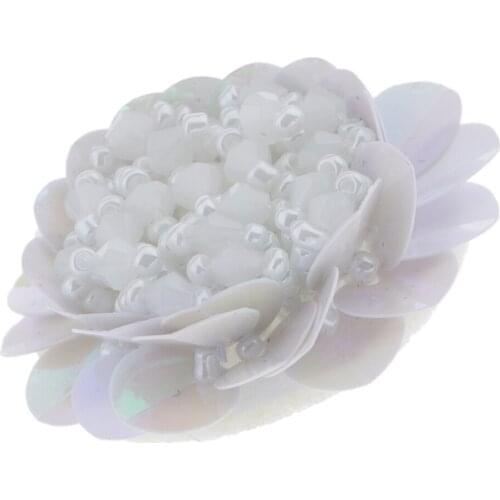 3D Beaded Pearl Flower Patch Badge DIY Sewing Applique Clothes Embellishments