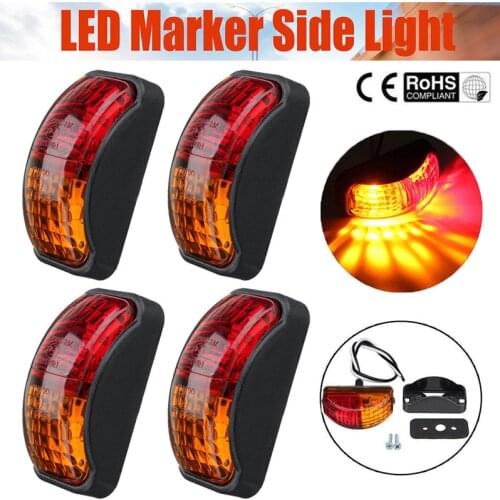 4PCS LED Lights 12 v Truck 4pcs 2 LED Red Amber Side Marker Lights Lamp Trailer Truck Lorry Caravan