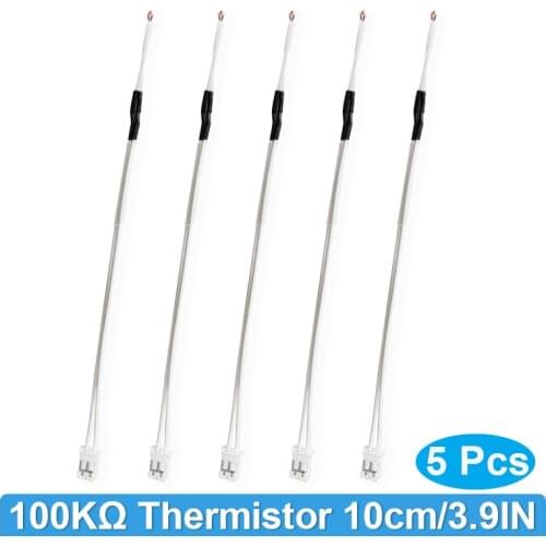 5Pcs 3D Printer Thermistor NTC 3950 100K Ohm 10cm 2Pin Connector Temp Sensor for Anycubic 3D Printer Hotend For Creality Printer