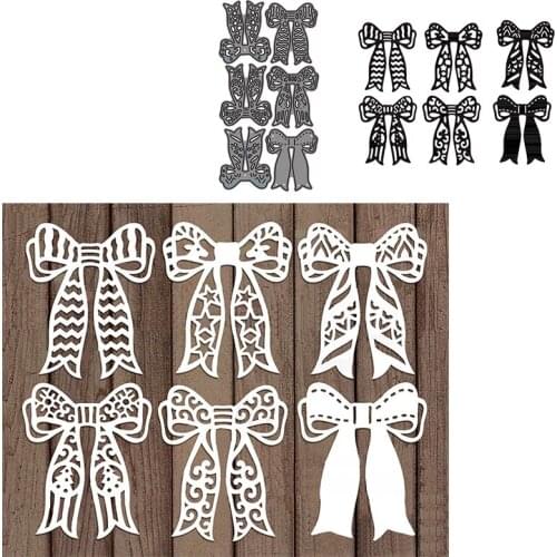 6 Decorative Bowknots Metal Cutting Dies New 2021 Different Bowknots Scrapbook Die Cuts for Diy Scrapbooking Album Paper Cards