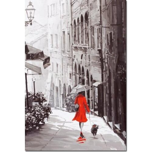 Retro Abstract City Rainy Day Street Landscape Poster Print Oil Painting On Canvas Modern Wall Art Picture for Living Room