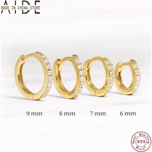 Aide Hoop Earrings For Women 925 Sterling Silver Round Earrings Ear Bone aros Tiny Ear Nose Ring Girl Korean Jewelry Pendientes