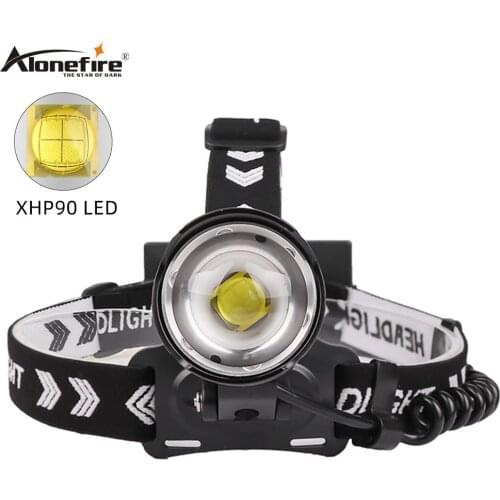 Alonefire HP54 Most Powerful xhp90 led Headlamp 8000LM Head lamp USB Rechargeable Headlight Waterproof Zooma Fishing Light