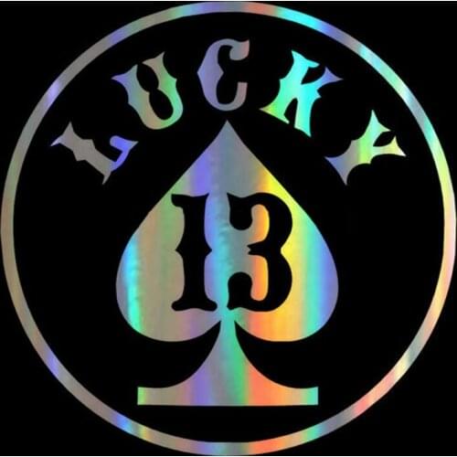 DecalsMe Car Sticker 12.5*12.5CM LUCKY 13 Spades On Car Funny Stickers Decals Vinyl Car Styling