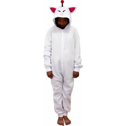 Moogle Childrens Cartoon Kigurumi Kids Onesies Pajamas Final Fantasy Cosplay Costume for Halloween Carnival Party