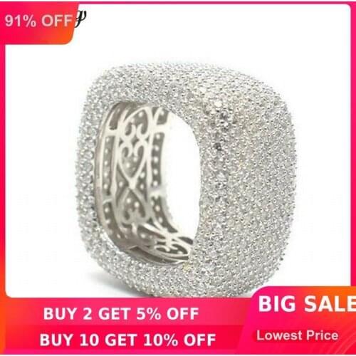 Choucong Handmade Hollow Finger Ring 925 sterling Silver Micro pave 450Pcs AAAAA cz Wedding Band Rings For Women Men Jewelry