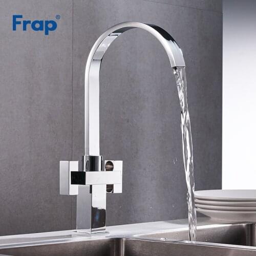Frap New Arrival Polished Silver Brass Swivel Kitchen Sinks Faucet Dual Handle Kitchen Mixer Tap Torneira para banheiro Y40023