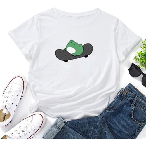 Funny Frog Graphic Women T-shirt Short Sleeve T Shirt Women Cotton Loose Women Tshirt Casual Printing Tee Shirt Femme