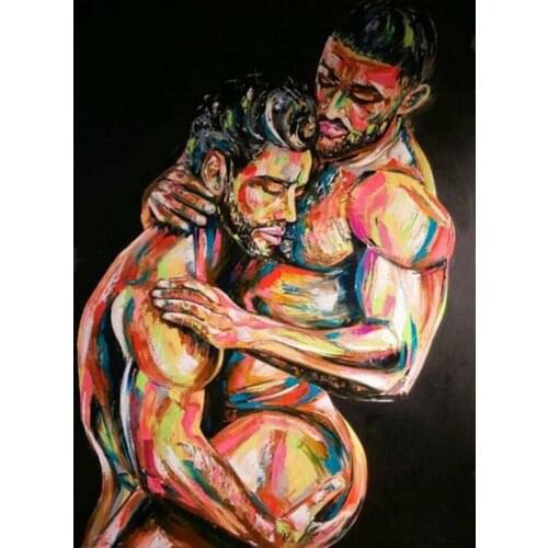 100% Handmade Interest Gay Naked Man In Love Lover Male Nightclub Glamour Protection oil Painting