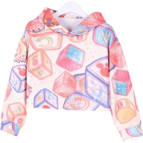 Ircomll 2021 Spring Kids Clothes Girls Hoodies Sweatshirt Tie-dye Long Sleeve Rubiks Cube Print Clothes for Teens