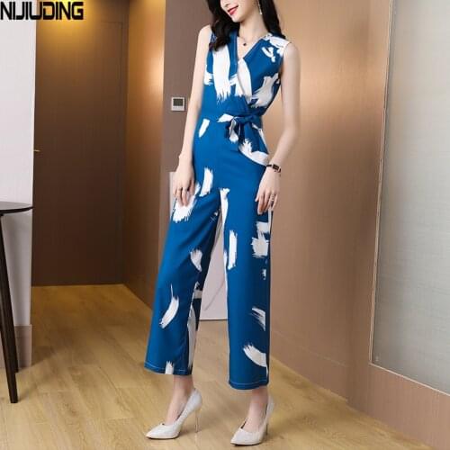 Womens Chiffon Overalls Wide Leg Pants 2021 Spring Summer Female Loose Elegant Boho Pants Casual Trousers Oversize Jumpsuits