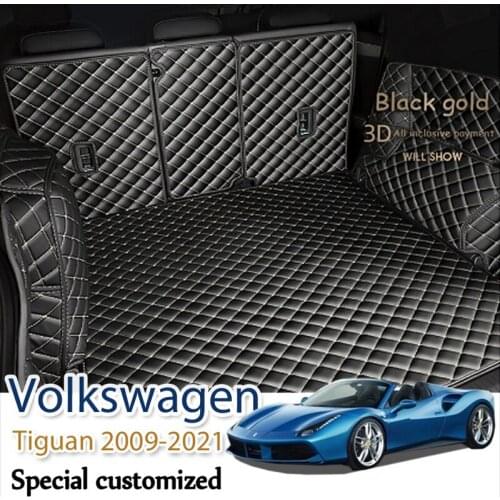 Custom Leather Car Trunk Mats For Volkswagen Tiguan 2009-2021 Rear Trunk Floor Mat Tray Carpet Mud