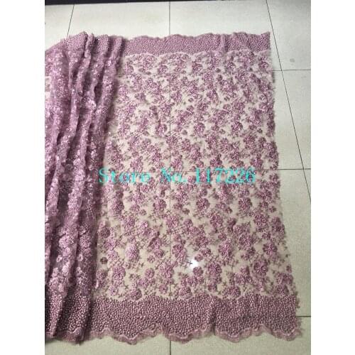 3 colors nice looking beaded french net lace fabric JRB-91113 high quality 3D flowers embroidered lace fabric with full beads