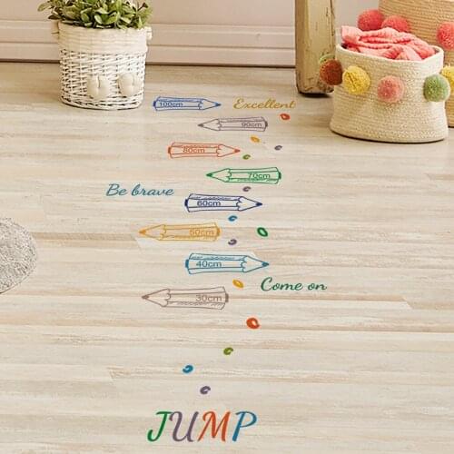 Colorful Pencil Wall Stickers Jump Grid Game Decals Kindergarten Flooring Stickers Boy Girl Kids Room Decor DIY Home Decoration