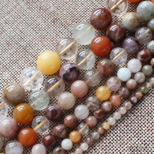 4-12mm Natural Round Mixed Gem Stone Beads Quartz Beads For Jewelry Making beads 15'' Needlework DIY Beads Bracelets Trinket
