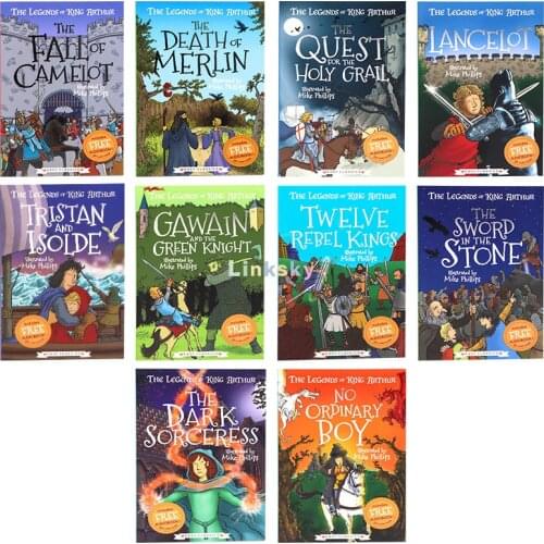The Legends of King Arthur Merlin, Magic, and Dragons Easy Classics - 10 books/set, English Novels with Engaging illustrations