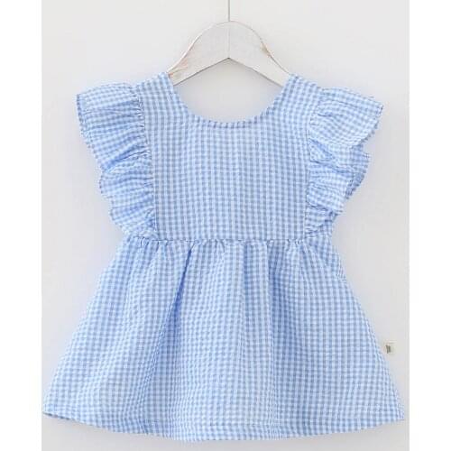 AmyaBaby Summer Kids Dresses For Girls Plaid Flare Sleeve Baby Girl Clothing Casual Back To School Korean Children Dress