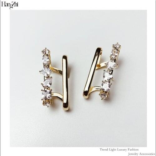 Micro-inlaid Zircon Double-layer Vertical Pearl C-shaped Metal Earrings With Multiple Pierced Effects Fashionable women Earrings