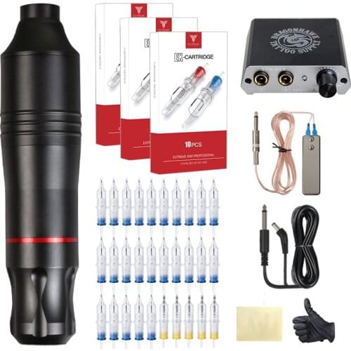 Compelte Attoo Pen Kit Set Permanent Makeup Kit Rotary Machines Mini Power Tattoo Cartridge Needles Supply