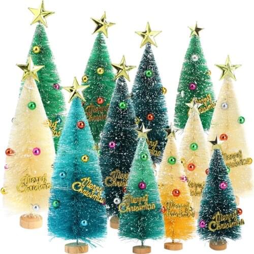 Desktop Decorations Mini Xmas Tree Ornaments Party Gift Box Cloth Fashion Tabletop Decorative DIY 12Pcs Fake Trees