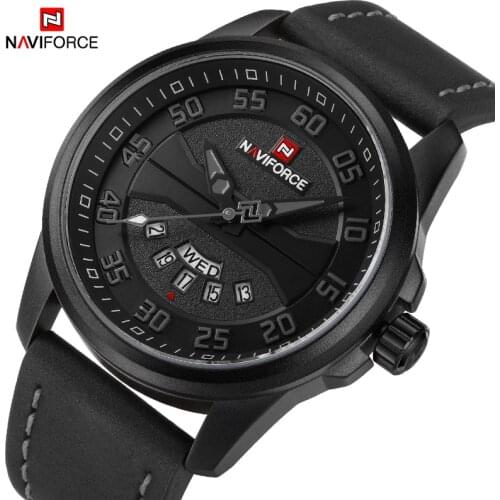 NAVIFORCE Top Brand Luxury Men Army Military Watches Mens Quartz Date Clock Leather Waterproof Sports Watch Relogios Masculino