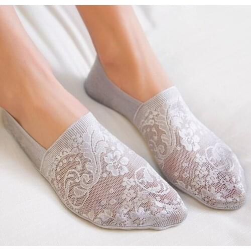 Summer Fashion Style Lace Flower Short Sock Antiskid Invisible Ankle Socks Summer Cotton Lace Low 1 Pair Women Girls