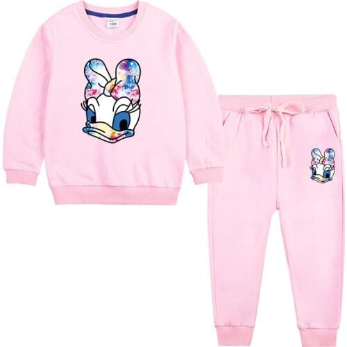 Autumn Kids Clothes Cartoon Sweatshirt&pants Two Piece Fashion Little Girls Outfits Set Daisy Duck Children Tracksuits