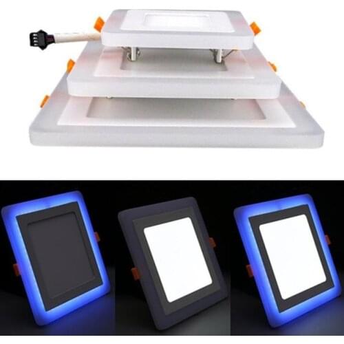 Two Color LED Panel Light Square 6W 9W 16W 24W 3 Model LED Downlight Recessed Ceiling Indoor Light White + Blue 110V 220V