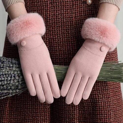 Warm Gloves Ladies Winter Winter Luoshu Cotton Outdoor Korean Sports Riding Thick Touch Screen Windproof Gloves Women