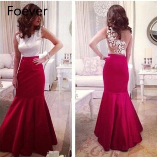 Special occasions dress white and Burgundy Sexy Sleeveless Mermaid Long Evening Dresses Formal Party Prom Gown