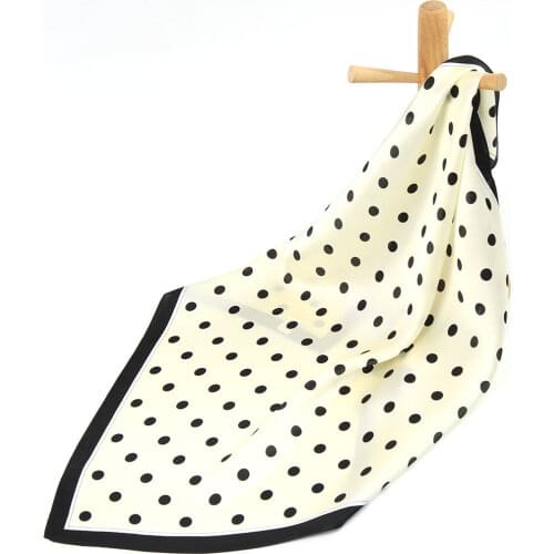 Women Pure Silk Dot Print Scarf Handkerchief Bandana Female Hair Scarf Womens High Quality Natural Silk Square Neck Head Scarf
